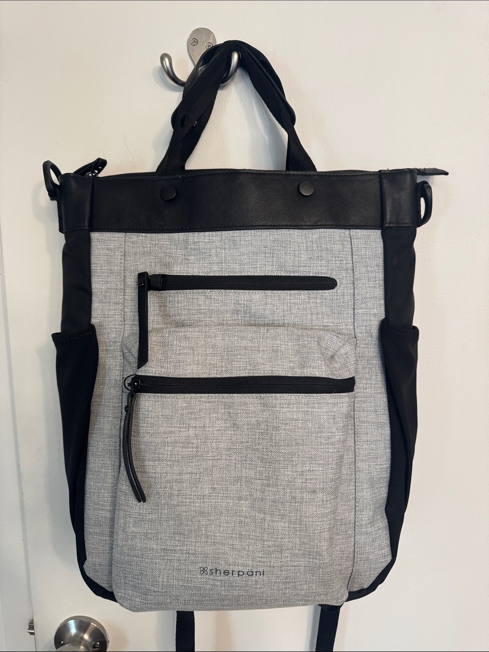 NWT Sherpani Gray and Black Convertible Tote-Backpack